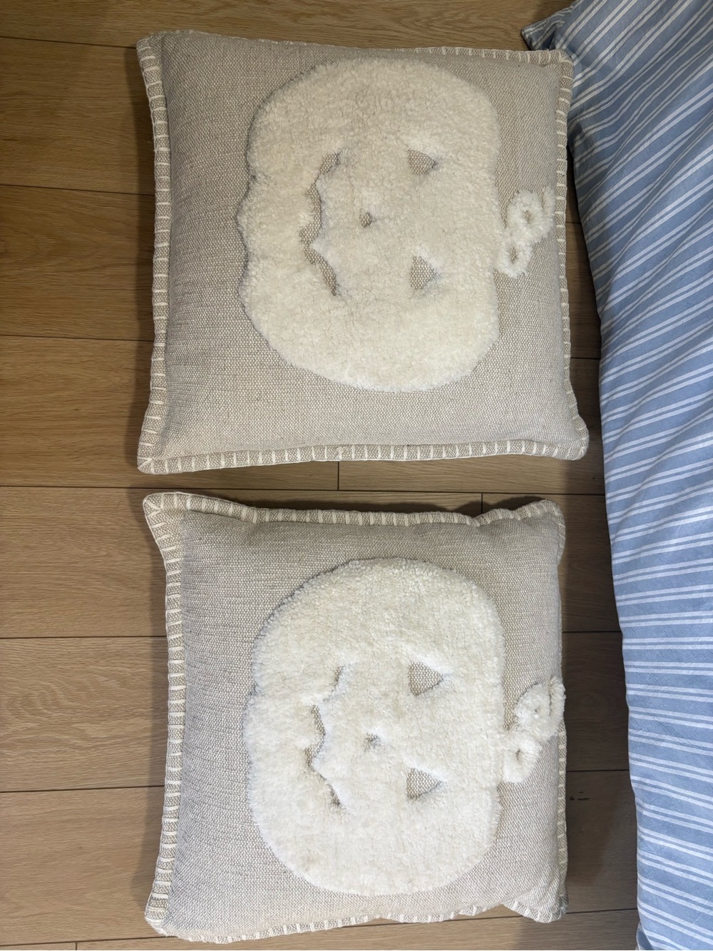 Cream Pumpkin Accent Pillow Pair with Textured Appliqué